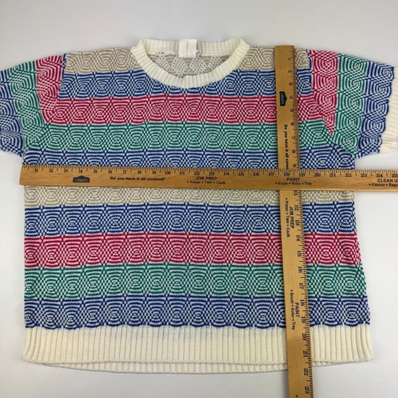 I.C. Isaacs Womens Size Petite L Short Sleeve Knit Sweater Striped - Picture 4 of 7